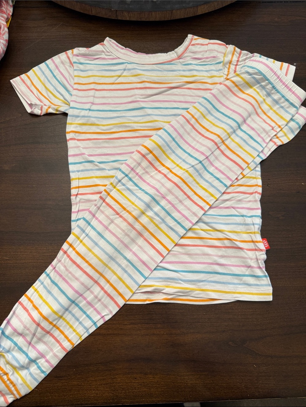 Kids Short-Sleeve Striped Pajama Set - Multi Pastel